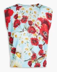 Dolce & Gabbana Weste aus Seide mit floralem Print Blau