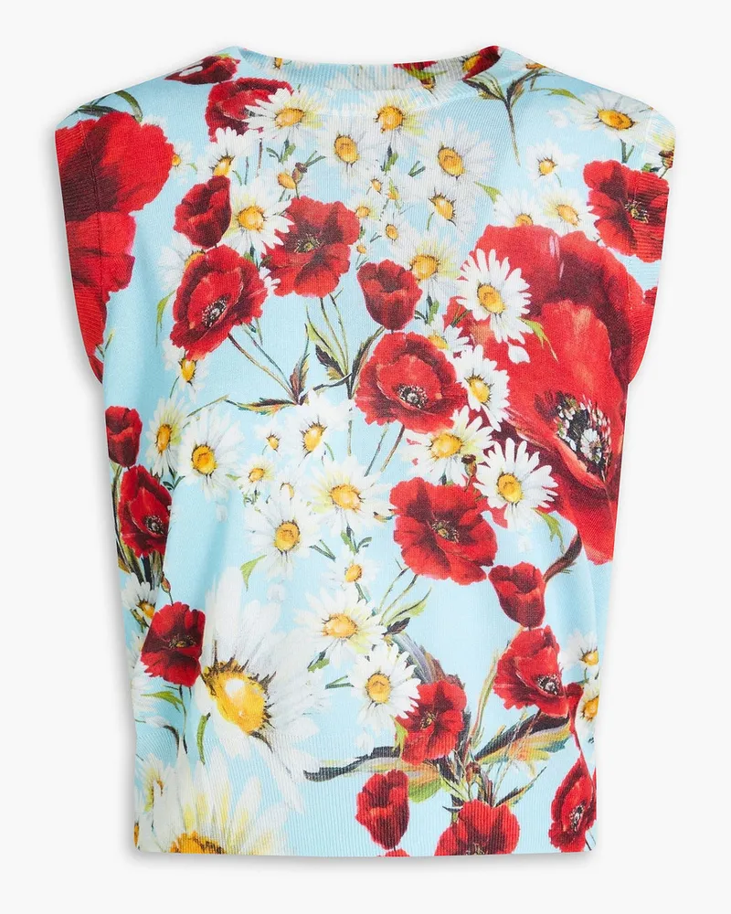 Dolce & Gabbana Weste aus Seide mit floralem Print Blau