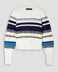 Proenza Schouler Gerippter Pullover aus einer gestreiften Baumwollmischung inJacquard-Strick Weiß