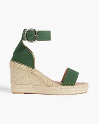 Iris & Ink Gaby Espadrille-Wedges aus Veloursleder Grün