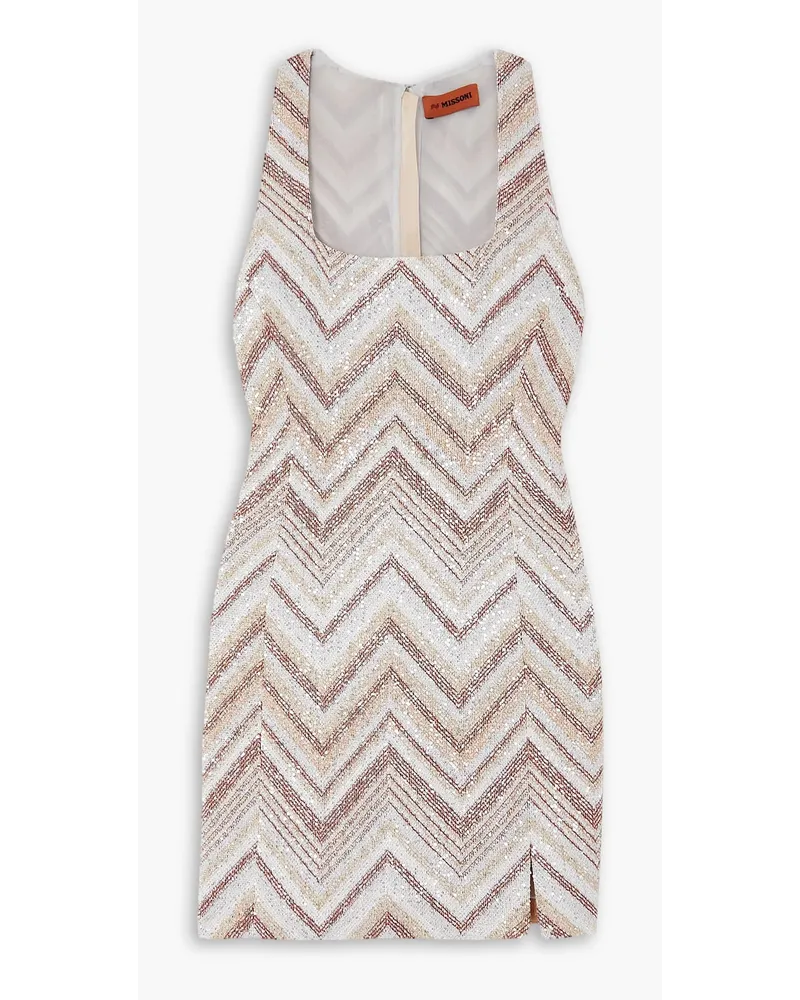 Missoni Mini-Strickkleid inHäkeloptik mit Pailletten Neutral