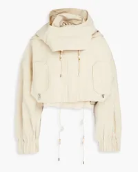 Jacquemus Raphia cropped linen and cotton-blend hooded jacket Neutral