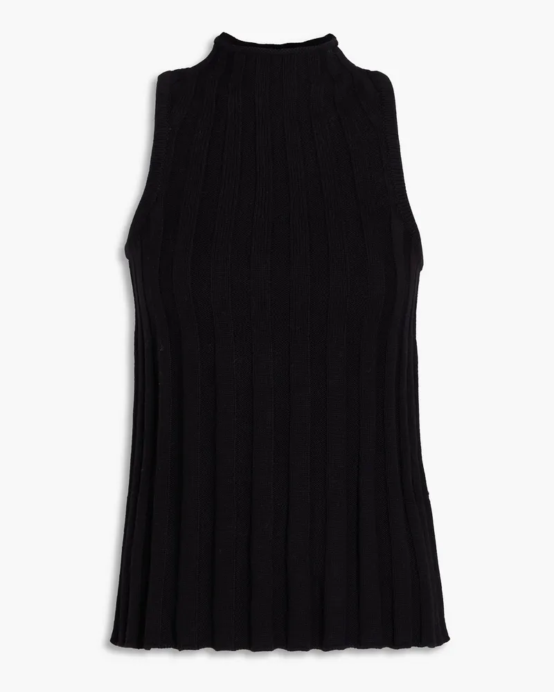 3.1 phillip lim Ribbed Wool And Cotton Blend Top Schwarz