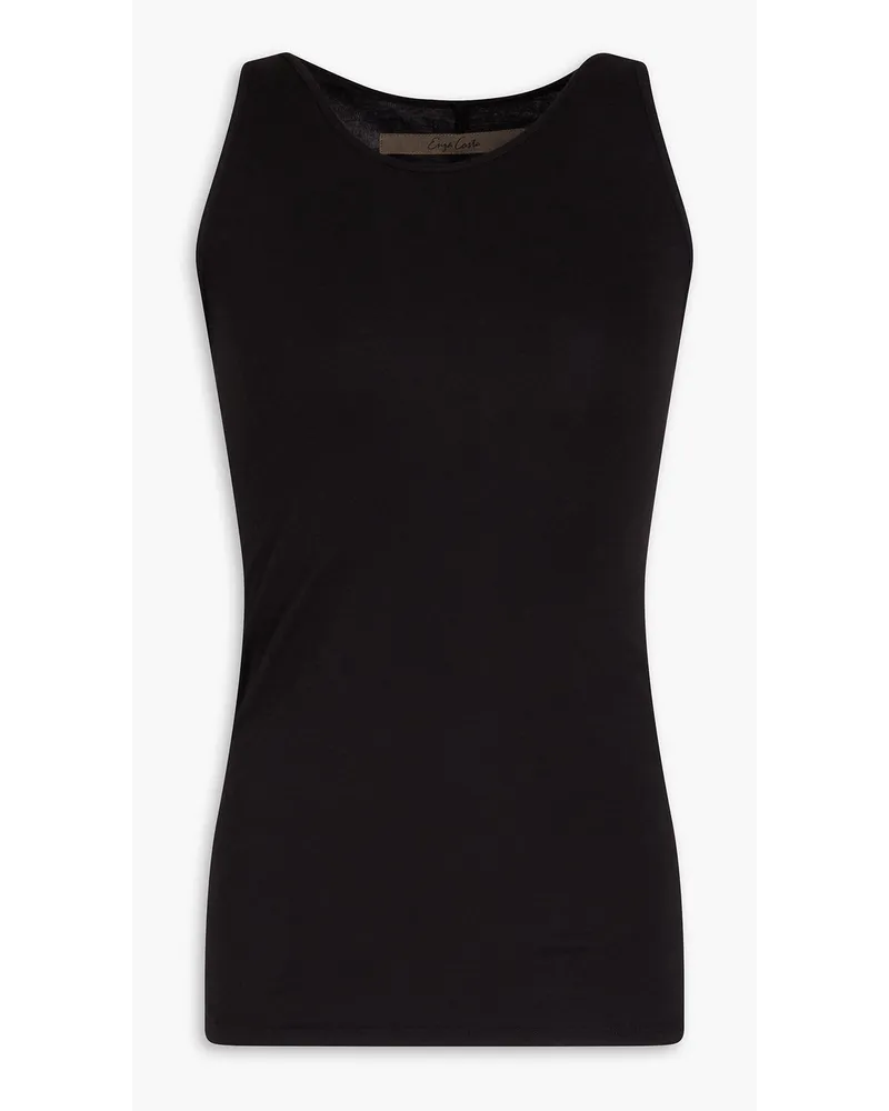 Enza Costa Tanktop aus Pima-Baumwoll-Jersey Schwarz