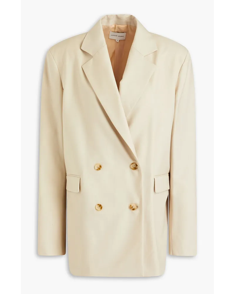 Loulou Studio Doppelreihiger Blazer aus Woll-Twill Neutral