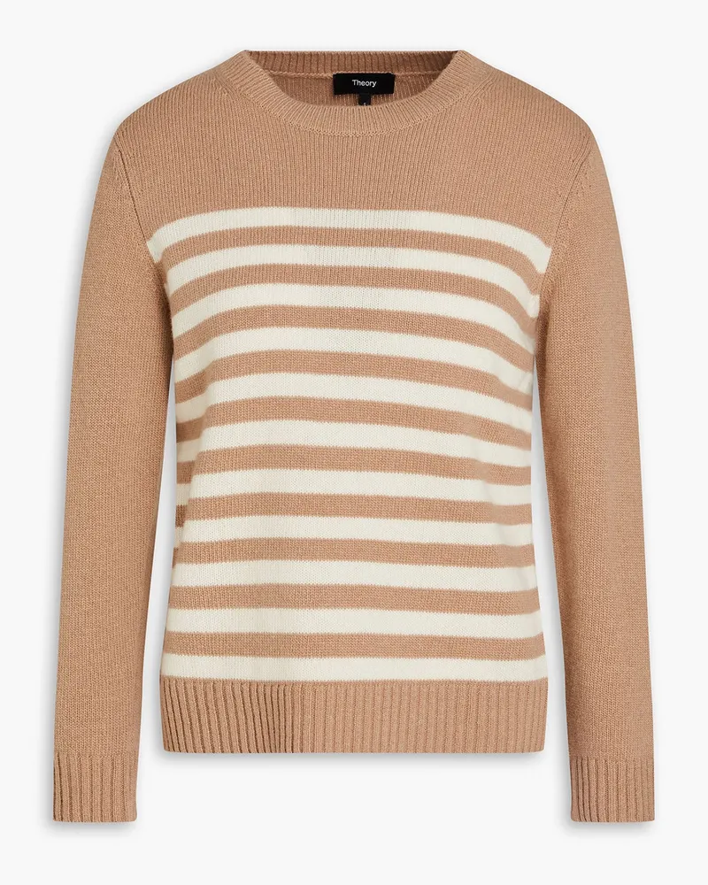 Theory Gestreifter Strickpullover aus einer Woll-Kaschmirmischung mit Intarsienmuster Neutral