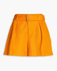 Vince Shorts aus Twill aus einer Baumwoll-Leinenmischung mit Gürtel Orange