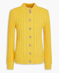 Claudie Pierlot Cardigan mit Zopfstrickmuster Gelb