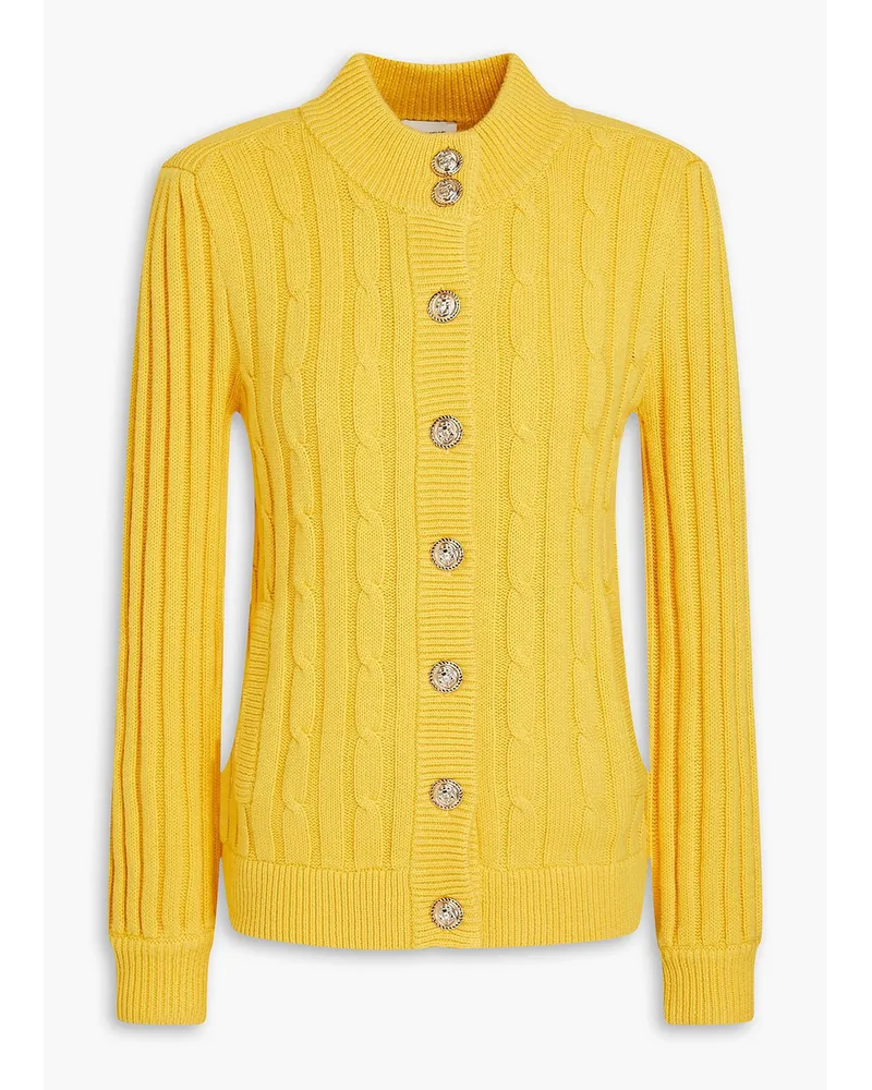 Claudie Pierlot Cardigan mit Zopfstrickmuster Gelb