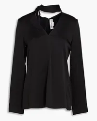 Victoria Beckham Bluse aus glänzendem Crêpe mit Fransen Schwarz