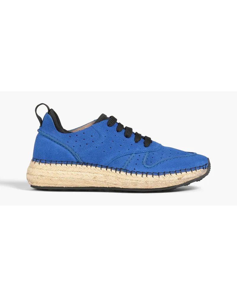 TOD'S Espadrille-Sneakers aus perforiertem Veloursleder Blau