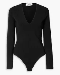 Victoria Beckham String-Body aus Stretch-Jersey mit Wellenkante Schwarz