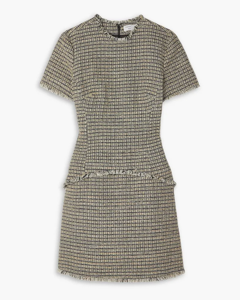 Proenza Schouler Minikleid aus Tweed aus einer Baumwollmischung mit Fransen Schwarz