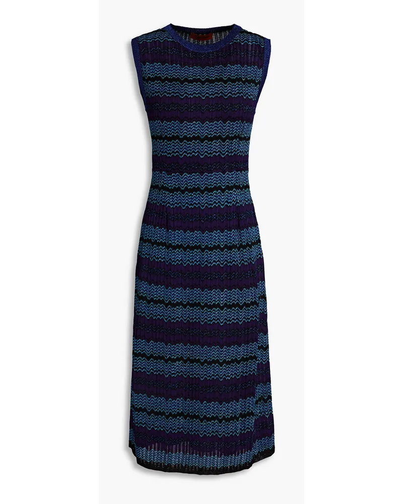 Missoni Strickkleid inHäkeloptik mit Metallic-Effekt Blau