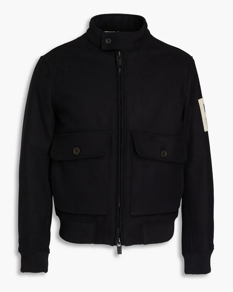 Emporio Armani Bomberjacke aus Filz aus einer Wollmischung mit Stickereien Schwarz