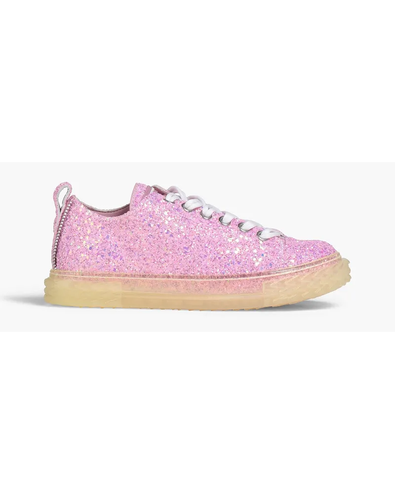 Giuseppe Zanotti Blabber Sneakers aus changierendem Leder mit Glitter-Finish Pink