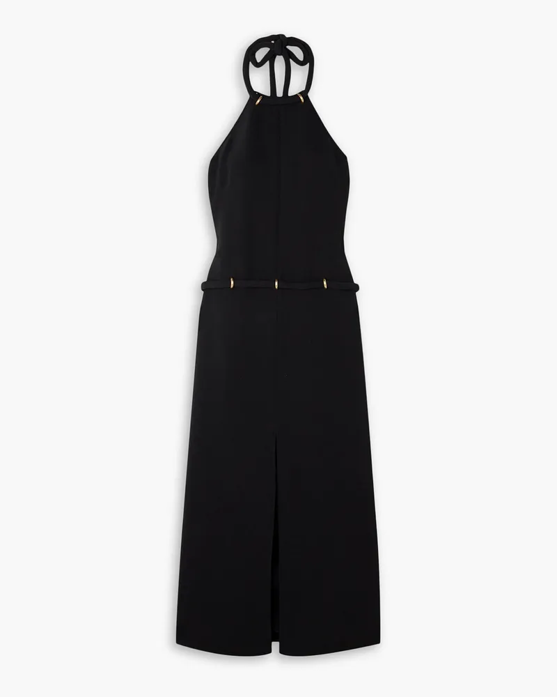 Proenza Schouler Neckholder-Maxikleid aus Webstoff mit Bindegürtel Schwarz