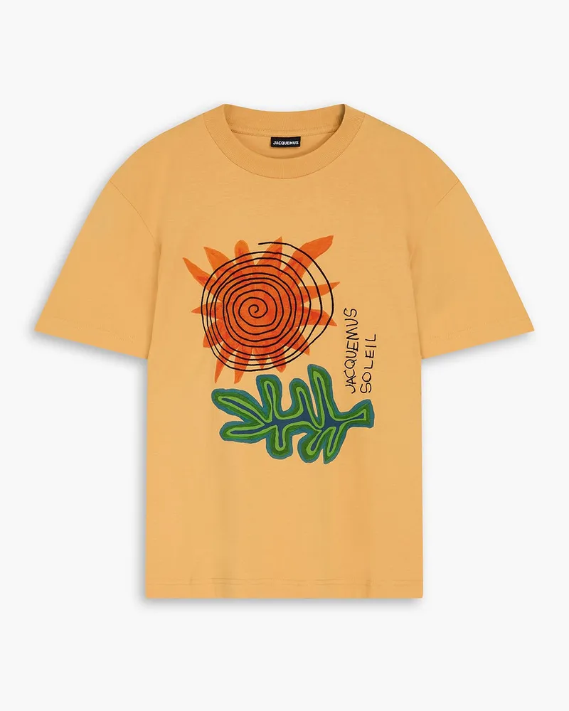 Jacquemus Soalheiro T-Shirt aus Baumwoll-Jersey mit Print und Stickereien Gelb