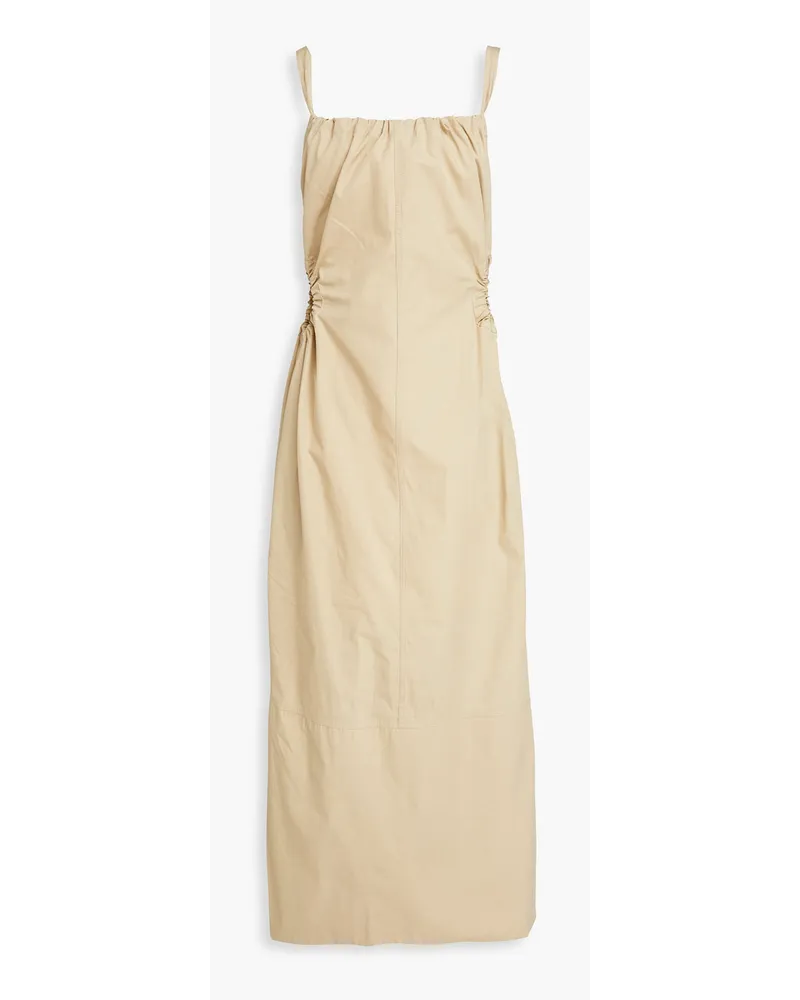 bassike Gerafftes Maxikleid aus Baumwollpopeline mit Cut-outs Neutral