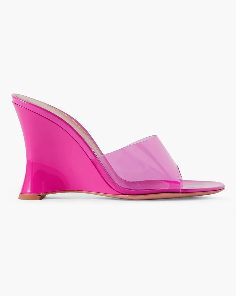 Gianvito Rossi Futura 95 Mules aus Lackleder und PVC mit Keilabsatz Pink