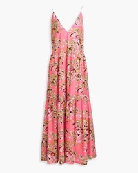 Emilio Pucci Gestuftes Maxikleid aus Baumwollpopeline mit Print Pink