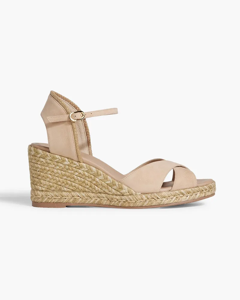 Stuart Weitzman Mirela II Espadrille-Wedges aus Veloursleder Neutral