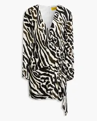 Dundas Drapiertes Minikleid aus Crêpe mit Zebraprint und Wickeleffekt Animal-print