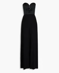 Elie Saab Trägerloser Jumpsuit mit weitem Bein aus Taft mit Cut-outs Schwarz