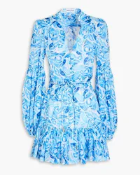 Rebecca Vallance Minikleid aus Baumwollmusselin mit Print Blau