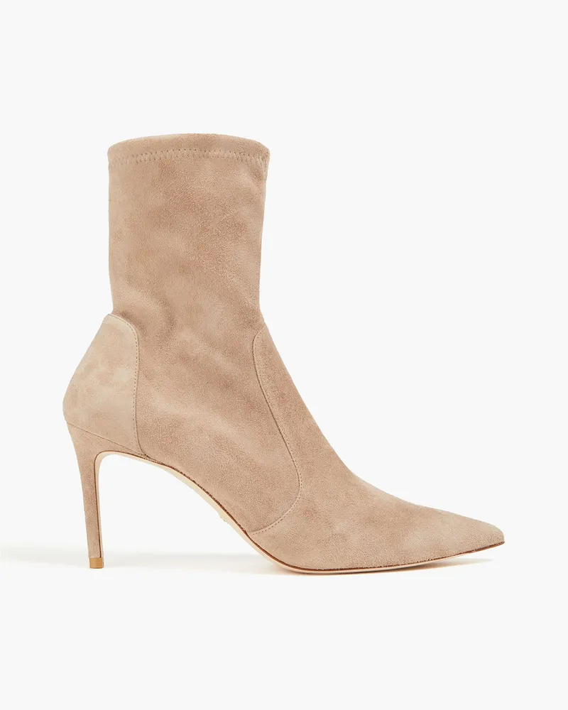 Stuart Weitzman Stuart 85 Ankle Boots aus Veloursleder Neutral