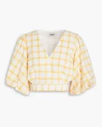 Claudie Pierlot Cropped Oberteil aus Baumwolle mit Karomuster Gelb