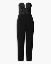 Carolina Herrera New York Trägerloser Jumpsuit aus Crêpe, Taft und Tüll Schwarz