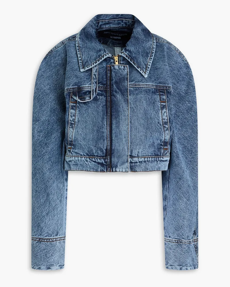 Jacquemus La Veste De Nimes Meio Cropped Jeansjacke Blau