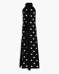 MSGM Neckholder-Midikleid aus Woll-Jaquard mit Polka-Dots Schwarz