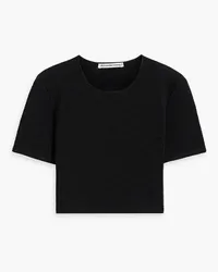 Alexander Wang Cropped Oberteil aus Jacquard-Strick Schwarz