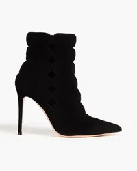 Gianvito Rossi Ariana Ankle Boots aus lasergeschnittenem Veloursleder Schwarz