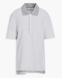 Thom Browne Poloshirt aus Baumwoll-Piqué inWaffelstrick Grau