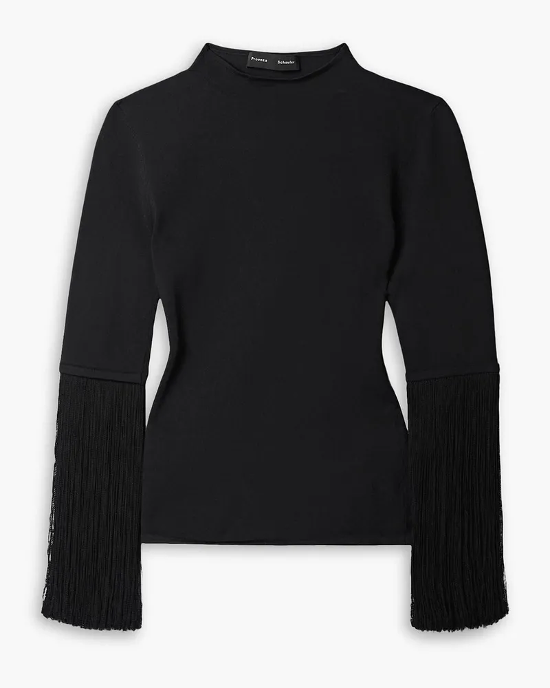 Proenza Schouler Pullover aus Stretch-Jersey mit Fransen Schwarz