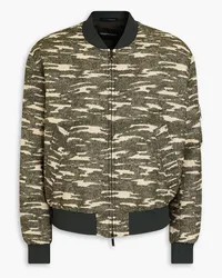 Emporio Armani Bomberjacke aus glänzendem Jacquard mit Camouflage-Print Grün