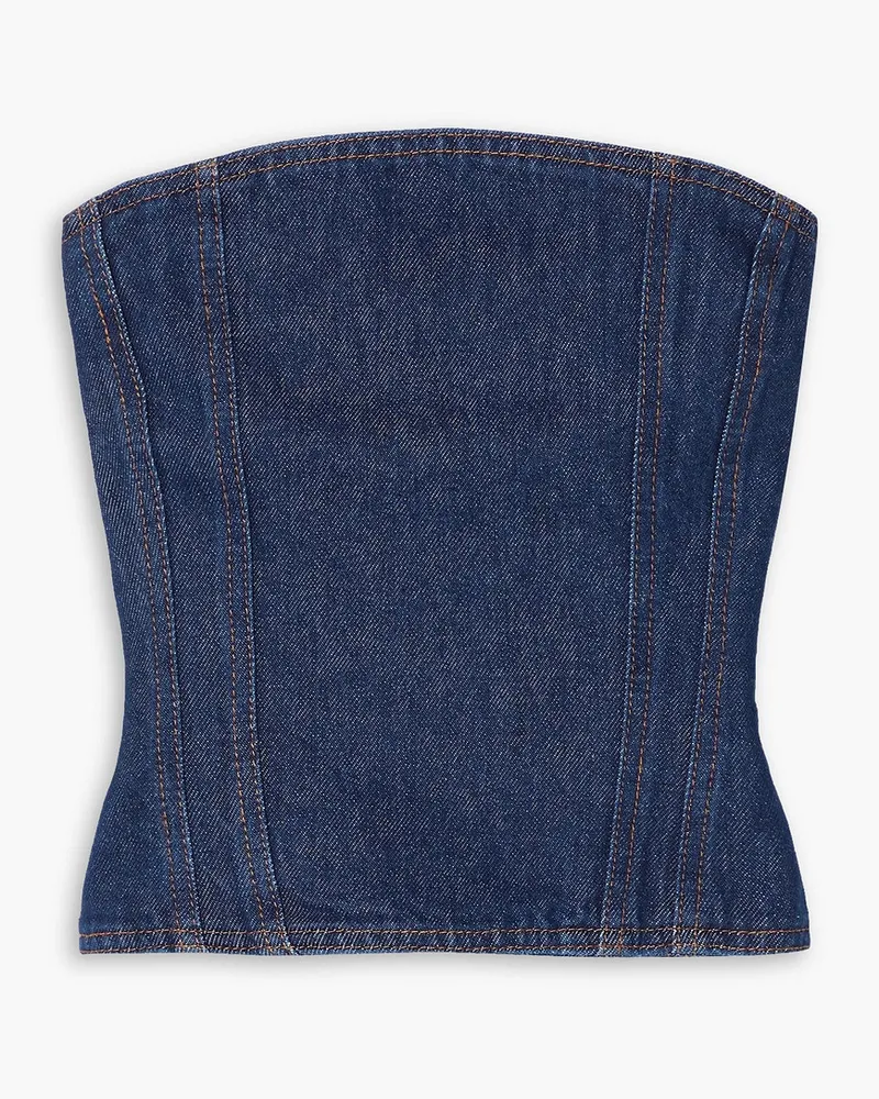 Magda Butrym Verkürztes Bustier aus Denim Blau