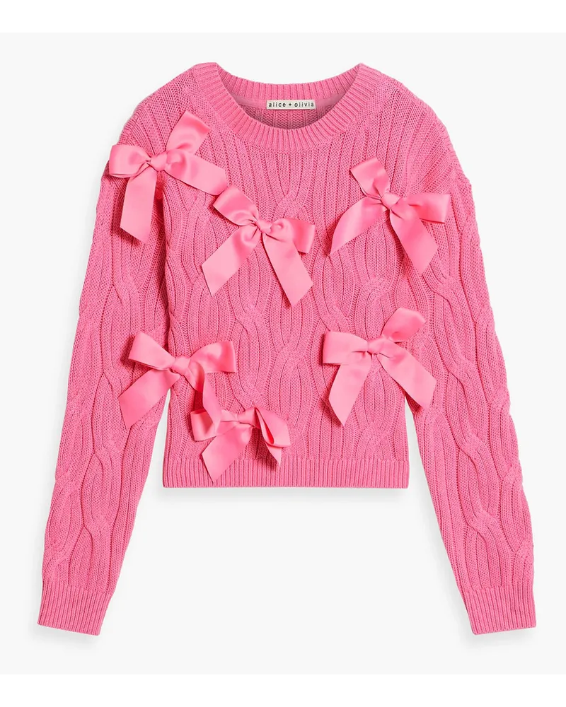 Alice + Olivia Alice OliviaPullover mit Zopfstrickmuster und Schleife Pink