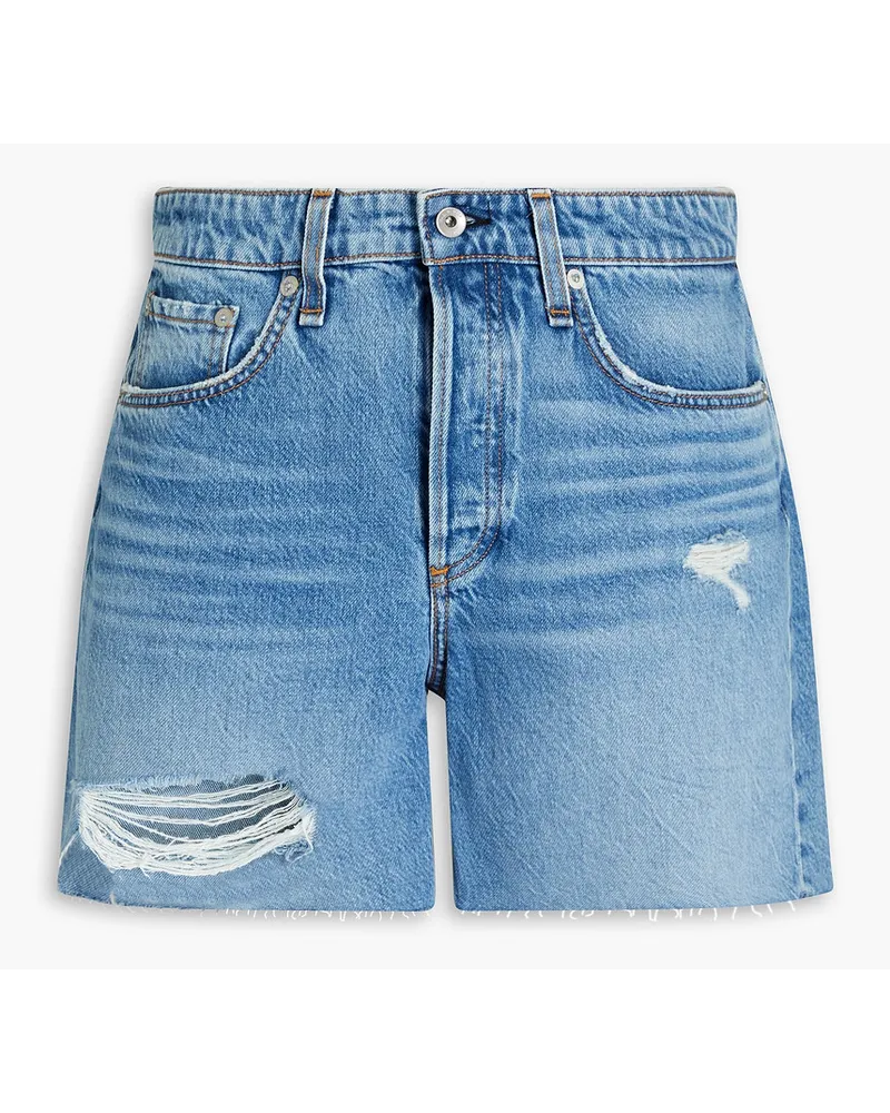 Rag & Bone Rosa ausgewaschene Jeansshorts inDistressed-Optik Blau