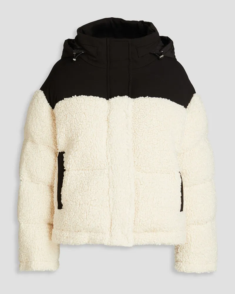 Maje Kapuzenjacke aus gestepptem Shearling-Imitat Weiß