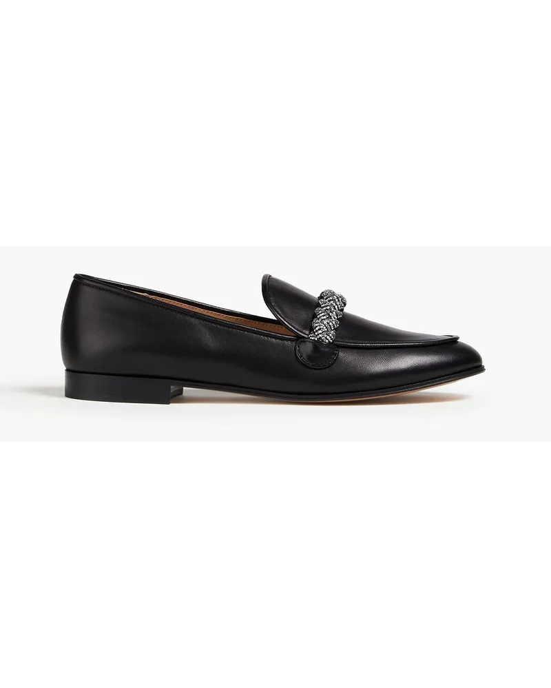 Gianvito Rossi Loafers aus Leder mit Kristallverzierung Schwarz