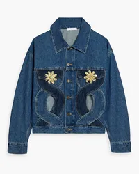 Area Jeansjacke mit Cut-outs und floralen Applikationen Blau