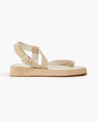 IRO Cizaras Slingback-Sandalen aus Veloursleder mit Plateau Neutral