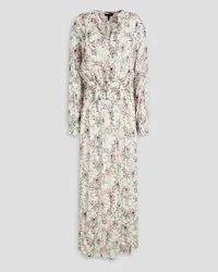 Rag & Bone Calista Maxikleid aus Chiffon mit floralem Print, Raffung und Metallic-Effekt Bunt