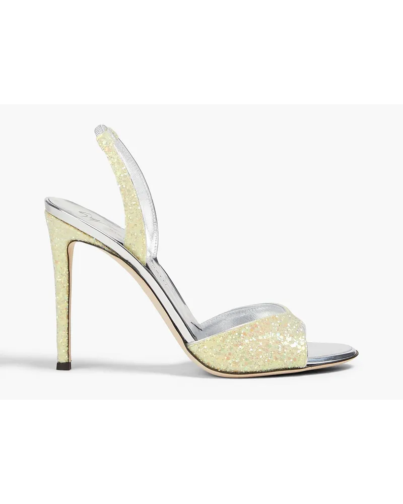 Giuseppe Zanotti Slingback-Sandalen aus Webstoff mit Glitter-Finish Gelb