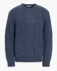 Alex Mill Fisherman Donegal Zopfstrickpullover aus einer Merinowollmischung Blau