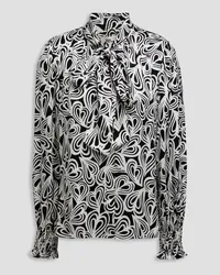 Diane von Furstenberg New Tina Schluppenbluse aus Satin mit Print Weiß